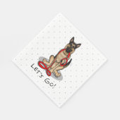 Los geht's! Deutscher Schäferhund (schwarz-rot) Serviette (Ecke)