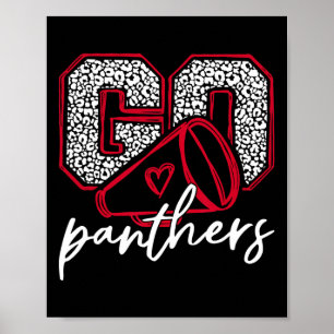 Los geht's, feuert Panthers an Schule Sport Name P Poster