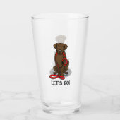Los geht's! Flat-Coated Retriever Hund (leberfarbe Glas (Rückseite)
