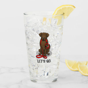 Los geht's! Flat-Coated Retriever Hund (leberfarbe Glas