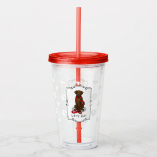Los geht's! Flat-Coated Retriever Hund (liver) Acryltrinkbecher