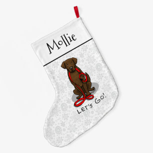 Los geht's! Flat-Coated Retriever Hund (liver) Großer Weihnachtsstrumpf