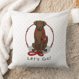 Los geht's! Flat-Coated Retriever Hund (liver) Kissen