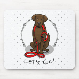 Los geht's! Flat-Coated Retriever Hund (liver) Mousepad