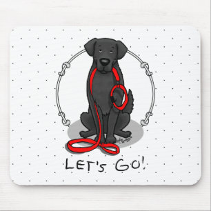 Los geht's! Flat-Coated Retriever Hund (schwarz) Mousepad
