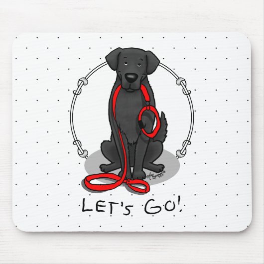 Los geht's! Flat-Coated Retriever Hund (schwarz) Mousepad (Vorne)