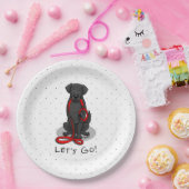 Los geht's! Flat-Coated Retriever-Hund (schwarz) Pappteller (Party)