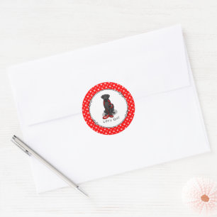Los geht's! Flat-Coated Retriever Hund (schwarz) Runder Aufkleber