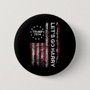 Los geht's Harry Lustig Trump US Flagge Vintage Button