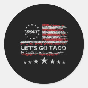 Los geht's Taco 8647 US-Flagge 86 47 Männer Frauen Runder Aufkleber