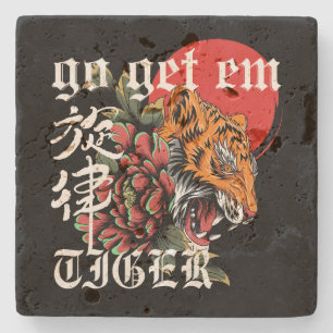 Los Geht's Tiger Japanisches Tiger-Motivationsge Steinuntersetzer