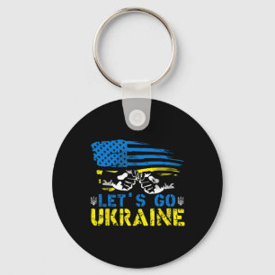 Los geht's Ukrainische Flagge Amerikanisch Ukraine Schlüsselanhänger