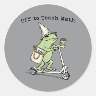 Los geht's, um dem Mathematiklehrer Frosch lustig Runder Aufkleber