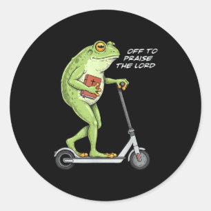 Los geht's, um den Herrn zu loben, lustiger Frosch Runder Aufkleber