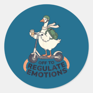 Los geht's, um Emotionen lustige Gans auf Scooter Runder Aufkleber