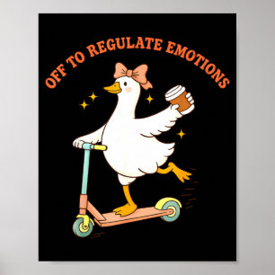 Los geht's, um Emotionen lustiger Gänse-Scooter zu Poster