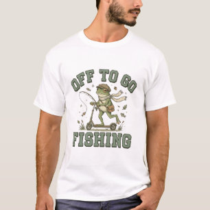 Los geht's zum Angeln Frosch auf Scooter Vintage L T-Shirt
