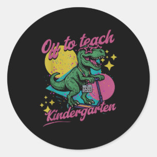 Los geht's zum Unterrichten im Kindergarten Retro- Runder Aufkleber