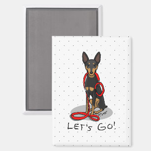 Los geht's! Zwergpinscher (schwarz-tan 1) Magnet