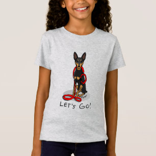 Los geht's! Zwergpinscher (schwarz-tan 1) spaziere T-Shirt