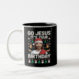 Los Jesus, es ist dein Geburtstag hässlicher Weihn Zweifarbige Tasse