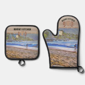 Los Muertos Beach 786 Ofenhandschuh & Topflappen-Set (Vorderseite)