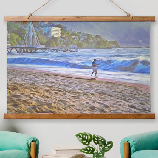 Los Muertos Beach 786 Wandteppich Mit Holzrahmen