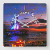 Los Muertos Family Pier 1182 Quadratische Wanduhr (Vorderseite)