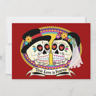 Los Novios Sugar Skull Einladung (Englisch)
