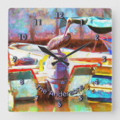 Los Peines Pelican 0463 Family Quadratische Wanduhr (Vorderseite)