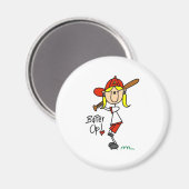 Los! Softball Strichmännchen Magnet (Vorderseite/Rückseite)