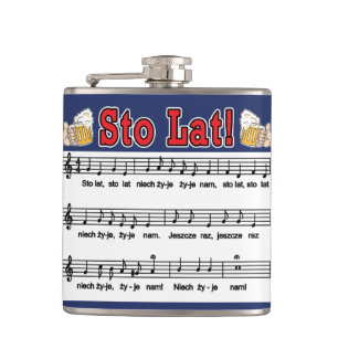 Los! Song mit Bierbraun-Tasse Flachmann