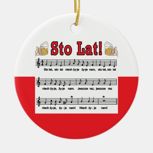 Los! Song mit Bierbraun-Tasse Keramik Ornament (Vorne)