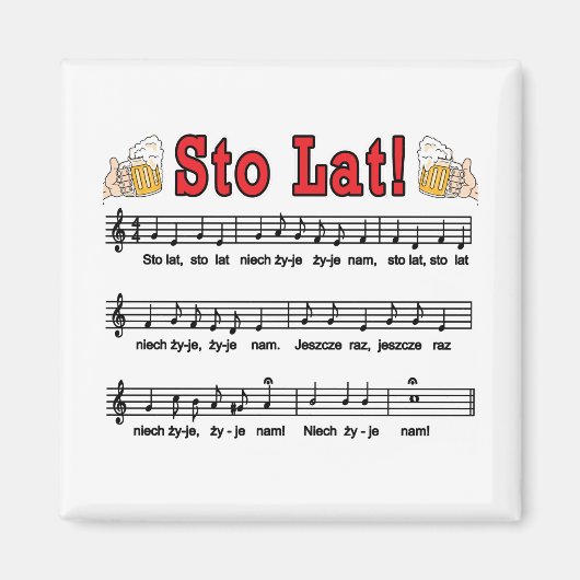 Los! Song mit Bierbraun-Tasse Magnet (Vorne)