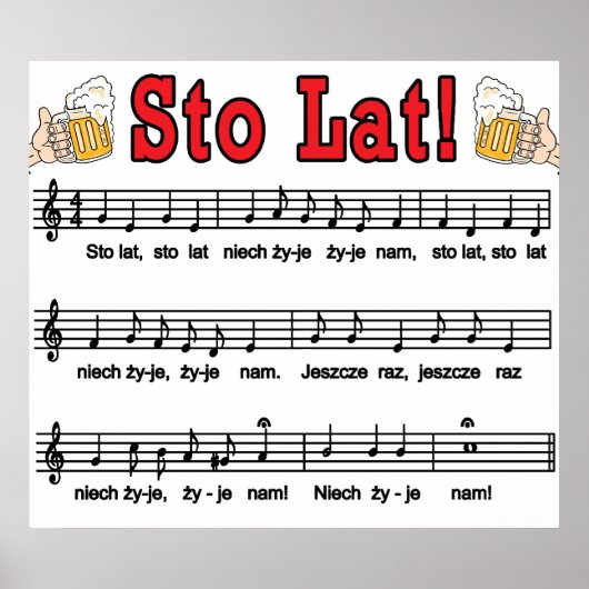 Los! Song mit Bierbraun-Tasse Poster (Vorne)