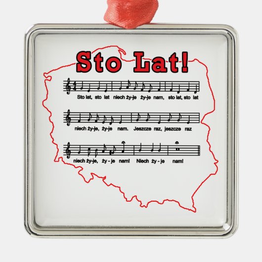 Los! Song Polnischer Karte Ornament Aus Metall (Vorne)