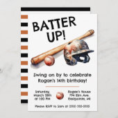 Los! Swing on By! Baseball-Birthday-Party Einladung (Vorne/Hinten)