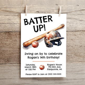 Los! Swing on By! Baseball-Birthday-Party Einladung