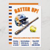 Los! Swing on By! Softball Birthday Party Einladung (Vorne/Hinten)