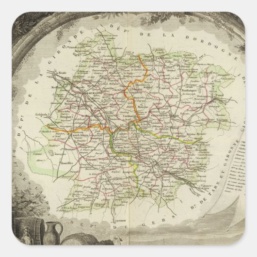 Los und Garonne Quadratischer Aufkleber (Vorderseite)