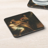 Los und seine Töchter (Öl auf Leinwand) 3 Untersetzer (Linke Seite)