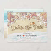 Löschen Sie das Datum Hochzeitssommerstrand Ankündigungspostkarte (Vorne/Hinten)