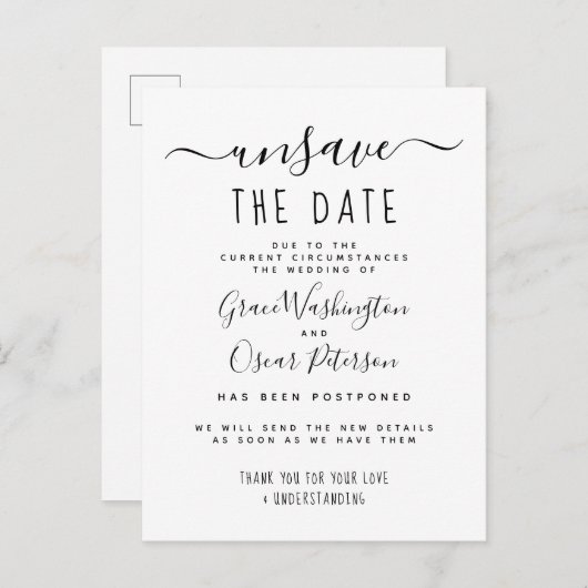 Löschen Sie das Datum Stilvolle Ankündigung des ne (Vorne/Hinten)