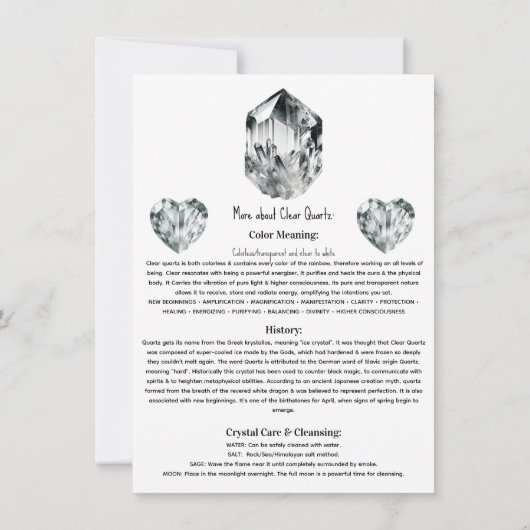 Löschen Sie Quarzkristalle, metaphysische Eigensch Einladung (Rückseite)