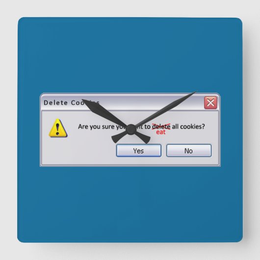 Löschen von Cookies Quadratische Wanduhr (Vorderseite)