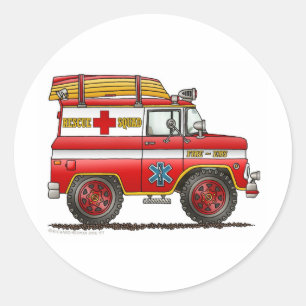 Löschfahrzeug EMS-Rettungs-Vans Ambulance Runder Aufkleber