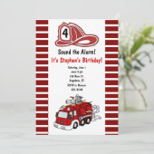 Löschfahrzeug-Geburtstags-Einladung Einladung (Stehend Vorderseite)
