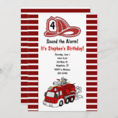 Löschfahrzeug-Geburtstags-Einladung Einladung (Vorne/Hinten)