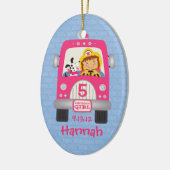 Löschfahrzeug-Geburtstags-Mädchen Keramikornament (Links)