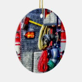 Löschfahrzeug mit Schläuchen und Axt Keramikornament (Rechts)